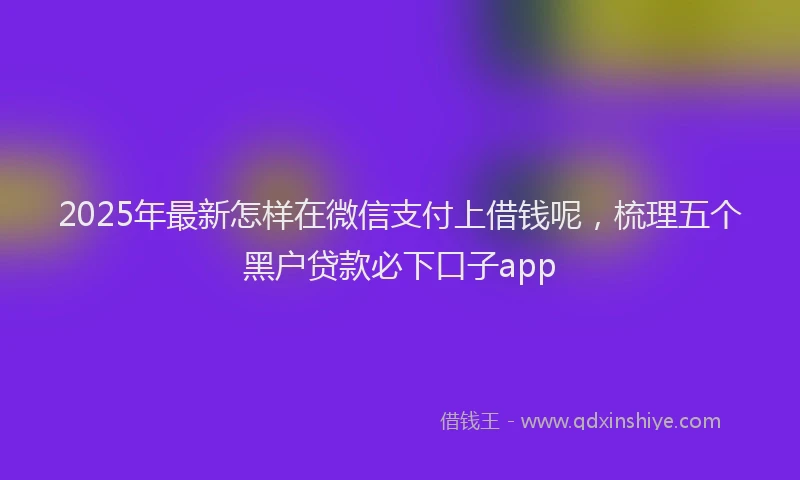 2025年最新怎样在微信支付上借钱呢，梳理五个黑户贷款必下口子app