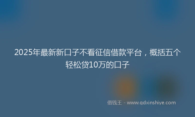 2025年最新新口子不看征信借款平台，概括五个轻松贷10万的口子