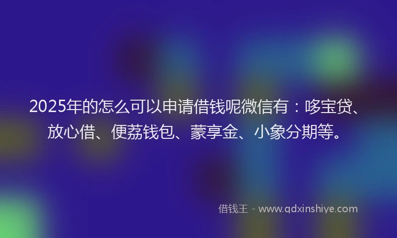 2025年的怎么可以申请借钱呢微信有：哆宝贷、放心借、便荔钱包、蒙享金、小象分期等。
