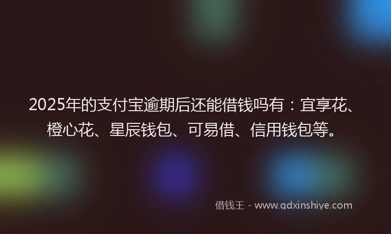 2025年的支付宝逾期后还能借钱吗有：宜享花、橙心花、星辰钱包、可易借、信用钱包等。