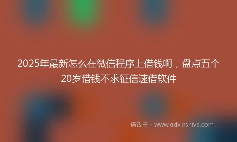2025年最新怎么在微信程序上借钱啊，盘点五个20岁借钱不求征信速借软件