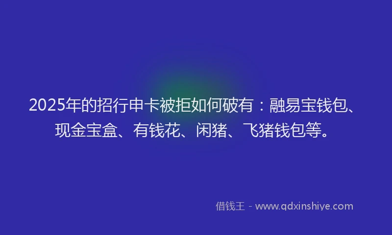 2025年的招行申卡被拒如何破有：融易宝钱包、现金宝盒、有钱花、闲猪、飞猪钱包等。
