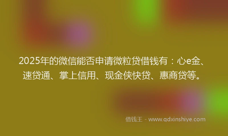 2025年的微信能否申请微粒贷借钱有：心e金、速贷通、掌上信用、现金侠快贷、惠商贷等。