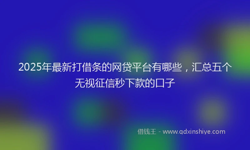 2025年最新打借条的网贷平台有哪些，汇总五个无视征信秒下款的口子