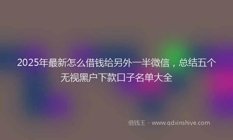 2025年最新怎么借钱给另外一半微信，总结五个无视黑户下款口子名单大全