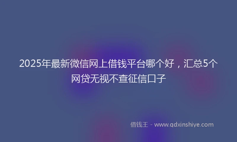 2025年最新微信网上借钱平台哪个好，汇总5个网贷无视不查征信口子