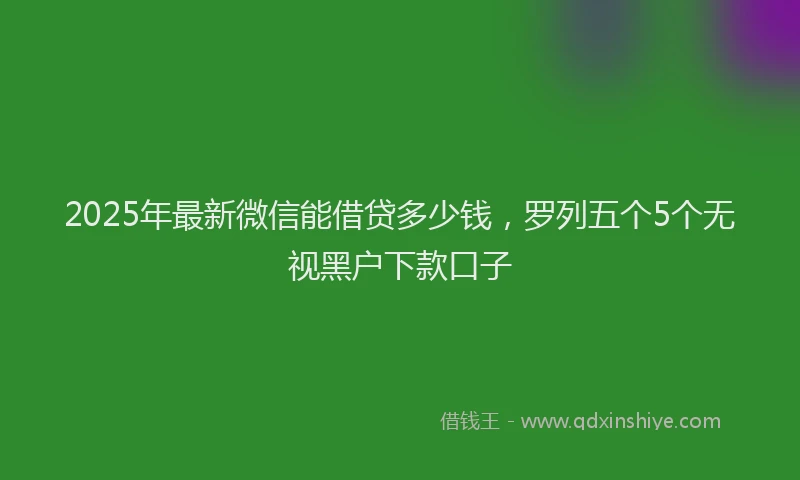 2025年最新微信能借贷多少钱，罗列五个5个无视黑户下款口子