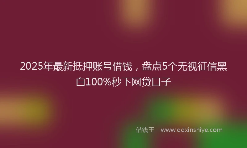 2025年最新抵押账号借钱，盘点5个无视征信黑白100%秒下网贷口子