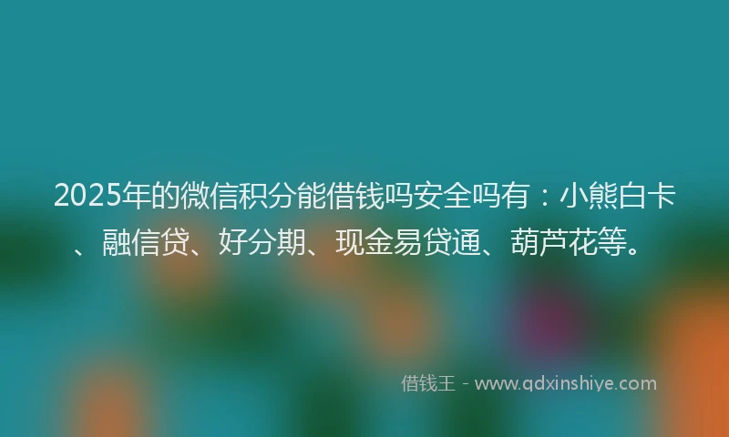 2025年的微信积分能借钱吗安全吗有：小熊白卡、融信贷、好分期、现金易贷通、葫芦花等。