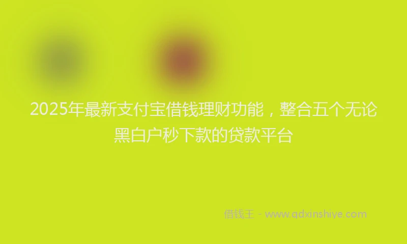 2025年最新支付宝借钱理财功能，整合五个无论黑白户秒下款的贷款平台