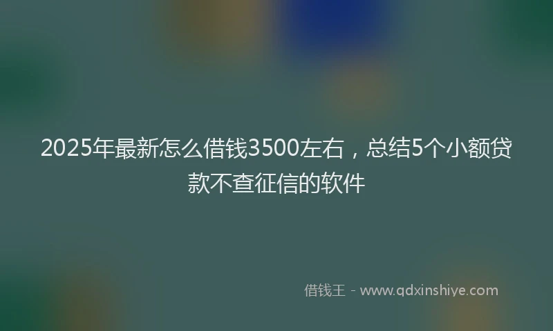 2025年最新怎么借钱3500左右，总结5个小额贷款不查征信的软件