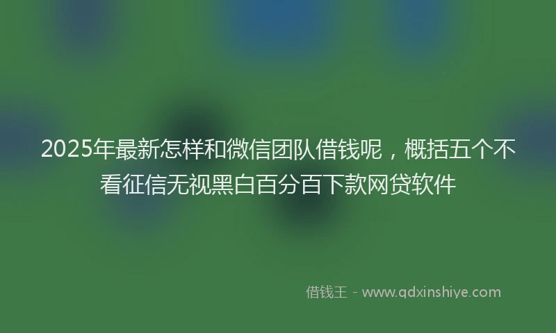 2025年最新怎样和微信团队借钱呢，概括五个不看征信无视黑白百分百下款网贷软件