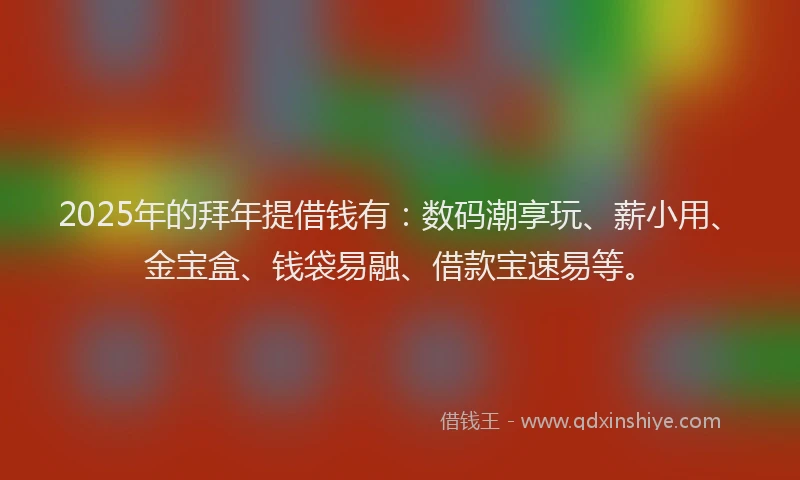2025年的拜年提借钱有：数码潮享玩、薪小用、金宝盒、钱袋易融、借款宝速易等。