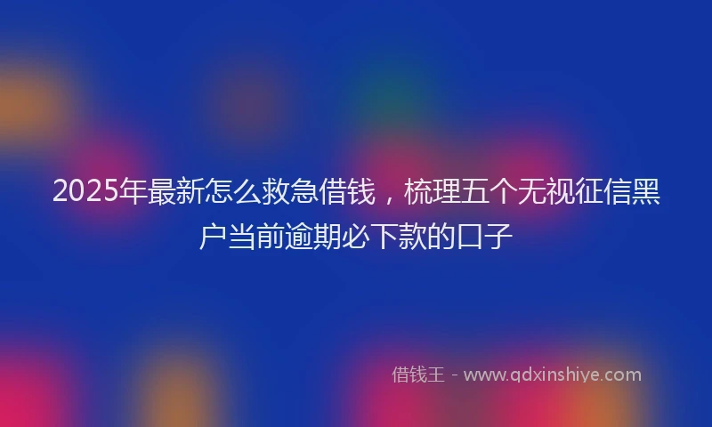 2025年最新怎么救急借钱，梳理五个无视征信黑户当前逾期必下款的口子