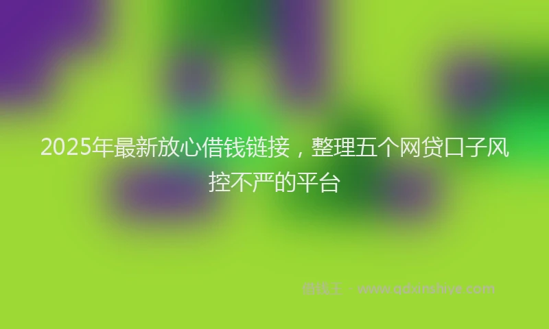 2025年最新放心借钱链接，整理五个网贷口子风控不严的平台