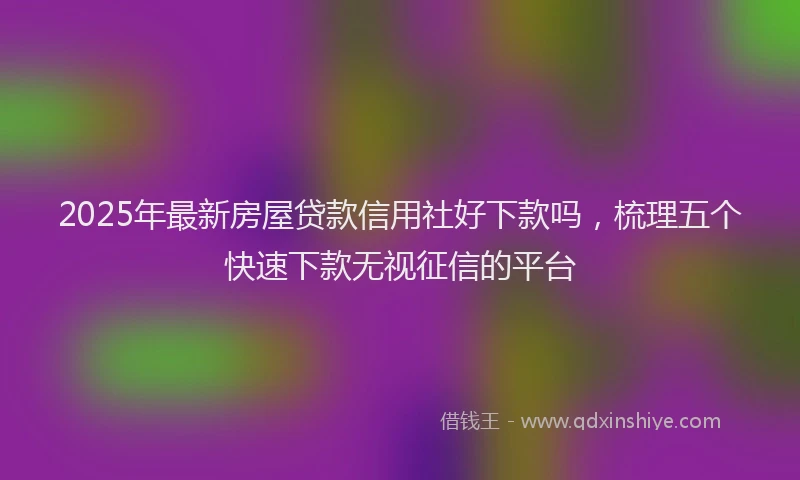 2025年最新房屋贷款信用社好下款吗，梳理五个快速下款无视征信的平台