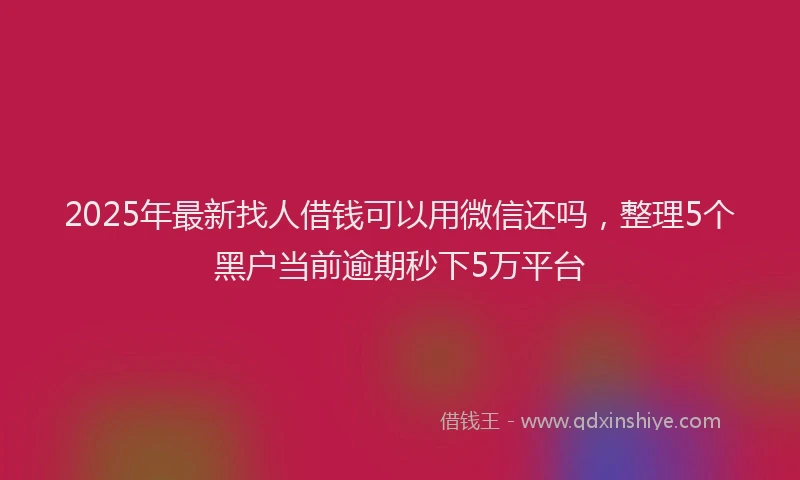 2025年最新找人借钱可以用微信还吗，整理5个黑户当前逾期秒下5万平台