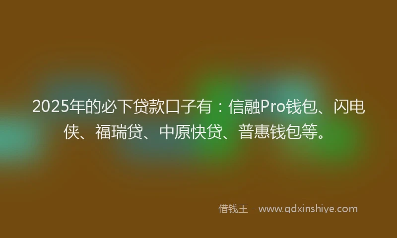 2025年的必下贷款口子有：信融Pro钱包、闪电侠、福瑞贷、中原快贷、普惠钱包等。