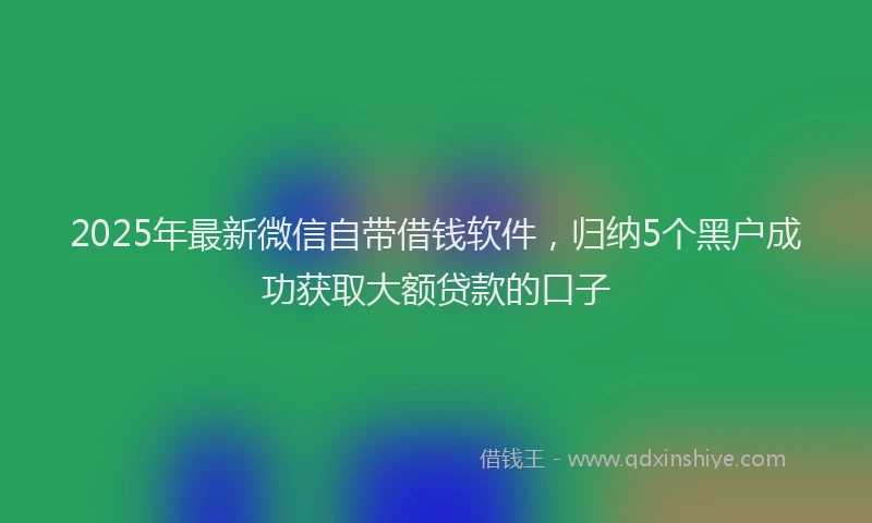 2025年最新微信自带借钱软件，归纳5个黑户成功获取大额贷款的口子