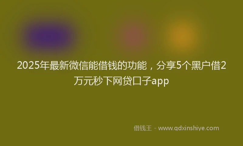 2025年最新微信能借钱的功能，分享5个黑户借2万元秒下网贷口子app