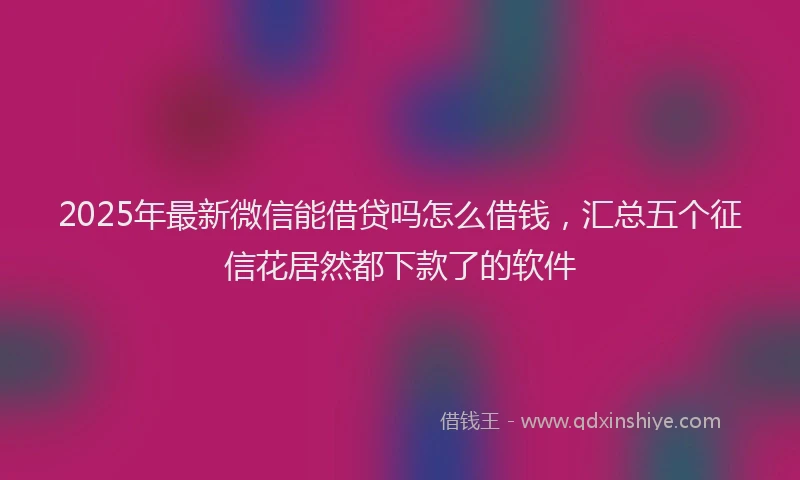 2025年最新微信能借贷吗怎么借钱，汇总五个征信花居然都下款了的软件