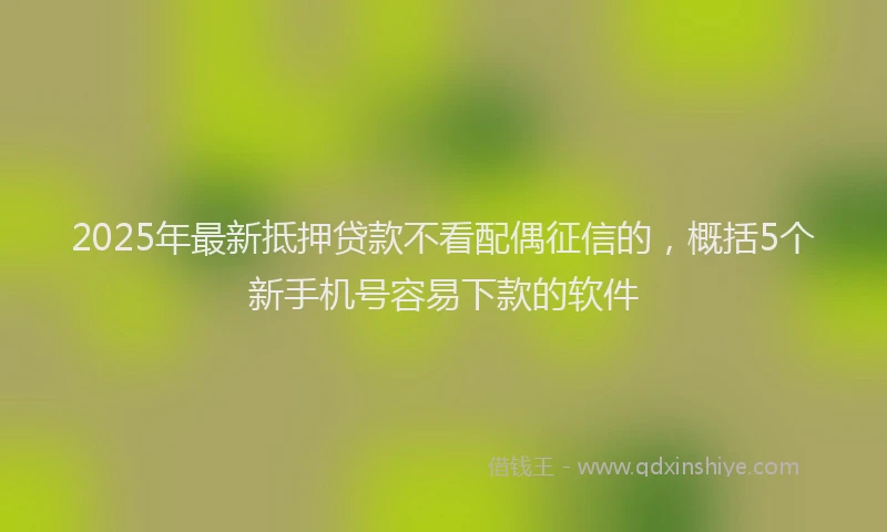 2025年最新抵押贷款不看配偶征信的，概括5个新手机号容易下款的软件