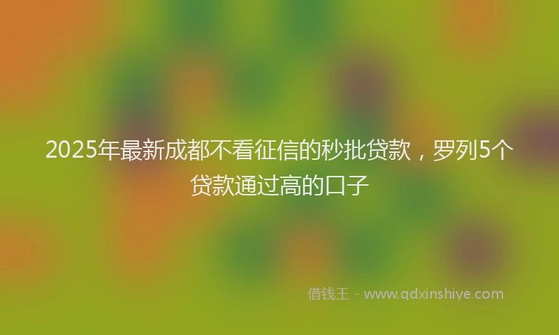 2025年最新成都不看征信的秒批贷款，罗列5个贷款通过高的口子