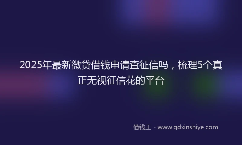 2025年最新微贷借钱申请查征信吗，梳理5个真正无视征信花的平台