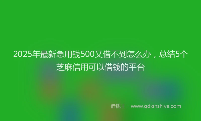2025年最新急用钱500又借不到怎么办，总结5个芝麻信用可以借钱的平台