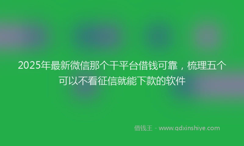 2025年最新微信那个干平台借钱可靠，梳理五个可以不看征信就能下款的软件