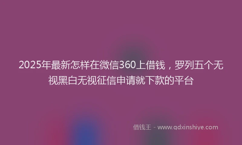 2025年最新怎样在微信360上借钱，罗列五个无视黑白无视征信申请就下款的平台
