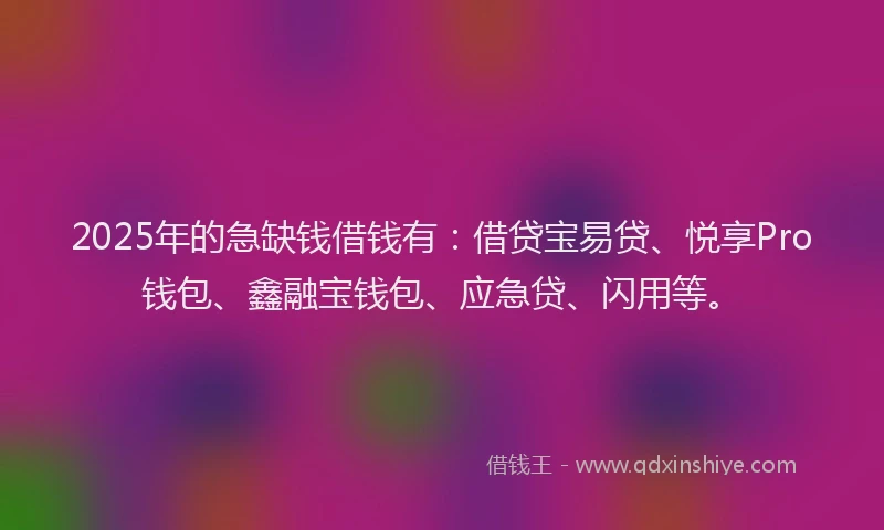 2025年的急缺钱借钱有：借贷宝易贷、悦享Pro钱包、鑫融宝钱包、应急贷、闪用等。