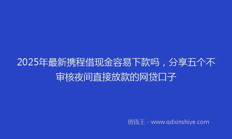 2025年最新携程借现金容易下款吗，分享五个不审核夜间直接放款的网贷口子