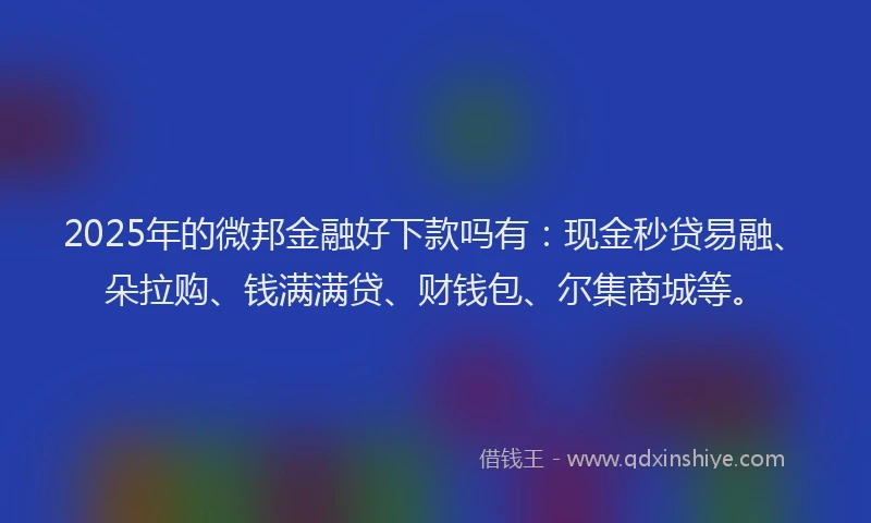 2025年的微邦金融好下款吗有：现金秒贷易融、朵拉购、钱满满贷、财钱包、尔集商城等。