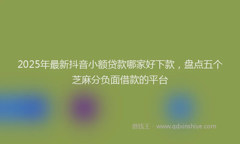 2025年最新抖音小额贷款哪家好下款，盘点五个芝麻分负面借款的平台