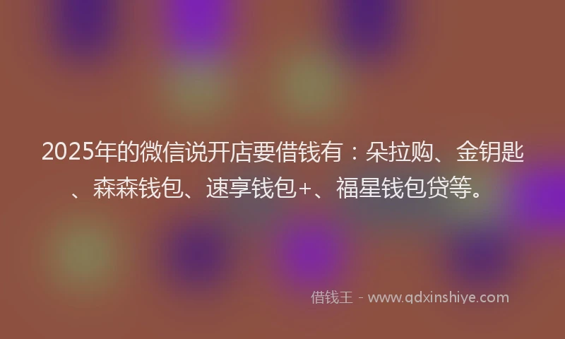 2025年的微信说开店要借钱有：朵拉购、金钥匙、森森钱包、速享钱包+、福星钱包贷等。