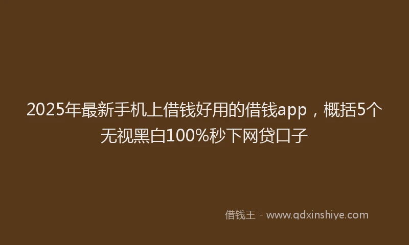 2025年最新手机上借钱好用的借钱app，概括5个无视黑白100%秒下网贷口子