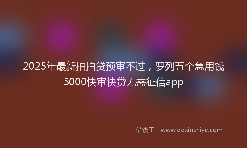 2025年最新拍拍贷预审不过，罗列五个急用钱5000快审快贷无需征信app