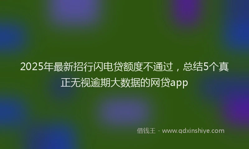 2025年最新招行闪电贷额度不通过，总结5个真正无视逾期大数据的网贷app