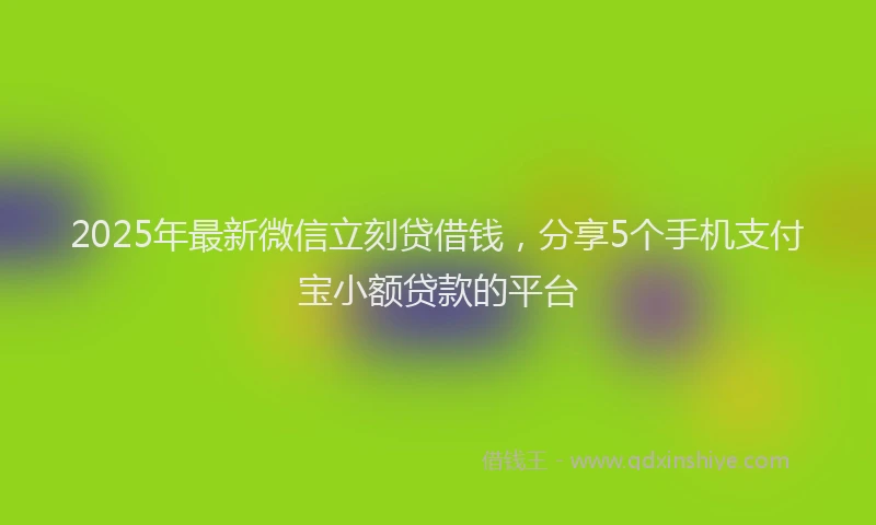 2025年最新微信立刻贷借钱，分享5个手机支付宝小额贷款的平台