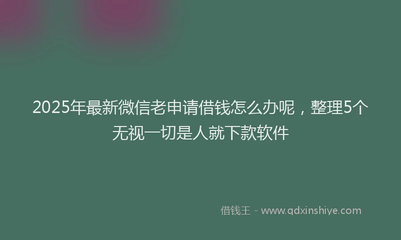 2025年最新微信老申请借钱怎么办呢，整理5个无视一切是人就下款软件