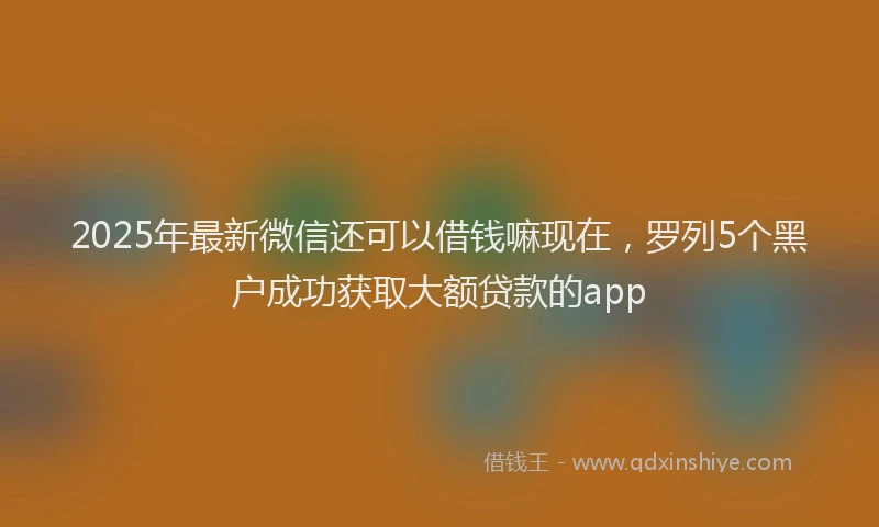 2025年最新微信还可以借钱嘛现在，罗列5个黑户成功获取大额贷款的app