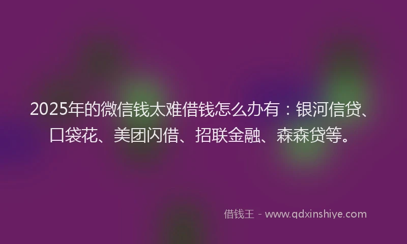 2025年的微信钱太难借钱怎么办有：银河信贷、口袋花、美团闪借、招联金融、森森贷等。