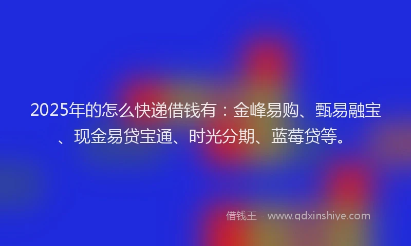 2025年的怎么快递借钱有：金峰易购、甄易融宝、现金易贷宝通、时光分期、蓝莓贷等。