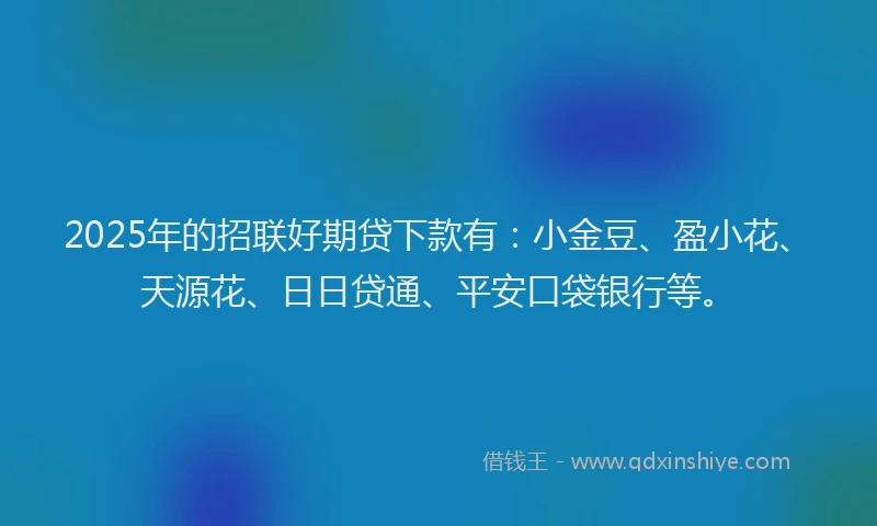 2025年的招联好期贷下款有：小金豆、盈小花、天源花、日日贷通、平安口袋银行等。