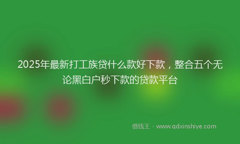 2025年最新打工族贷什么款好下款，整合五个无论黑白户秒下款的贷款平台