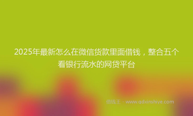2025年最新怎么在微信货款里面借钱，整合五个看银行流水的网贷平台