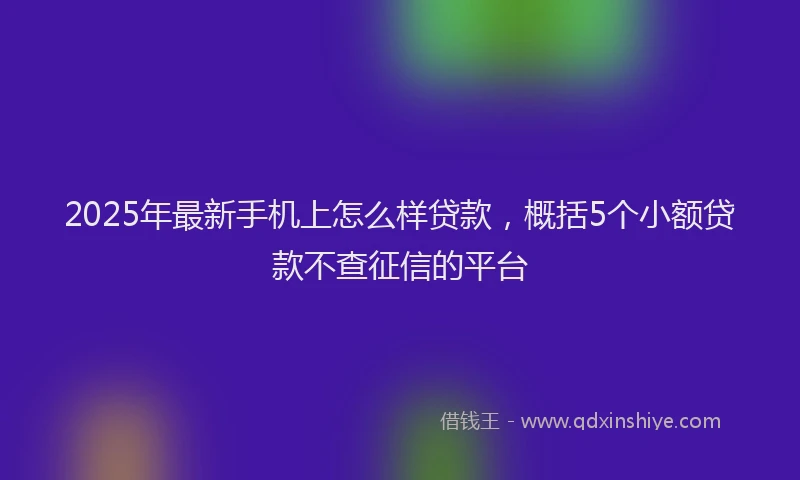 2025年最新手机上怎么样贷款，概括5个小额贷款不查征信的平台