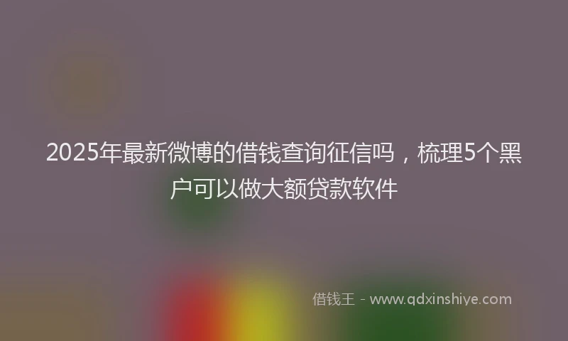 2025年最新微博的借钱查询征信吗，梳理5个黑户可以做大额贷款软件