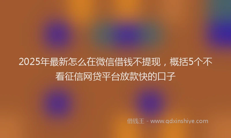 2025年最新怎么在微信借钱不提现，概括5个不看征信网贷平台放款快的口子